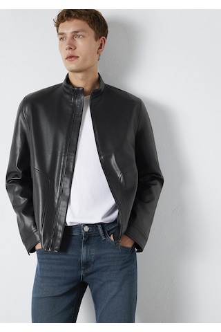 Mavi - Siyah Biker Ceket 0110789-71379 Siyah