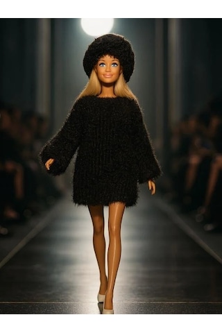 Barbie Bebek İçin El Yapımı Peluş Elbise Ve Şapka Kombini Barbie Bebek Dahil Değildir -15932