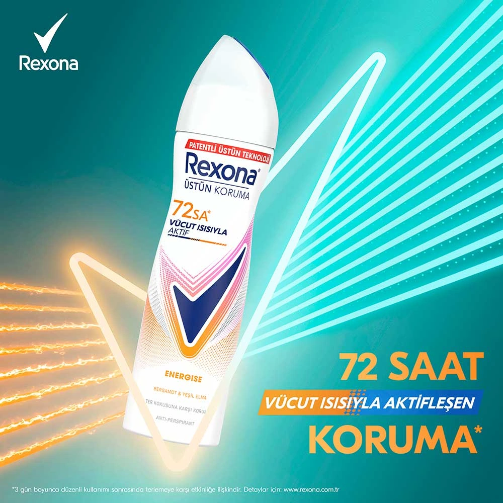 Rexona Kadın Sprey Deodorant Energise Bergamot & Yeşil Elma 150 Ml