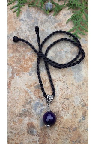 Stoneagejewellery Stoneage Mor Akik Doğal Taş Kolye Ucu Siyah Ipek Kordon Hediyeli Çok Renkli