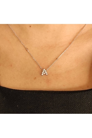 Oriental Kuyumculuk Jewellery Kadın Taşlı A Harfi Gümüş Kolye Gümüş