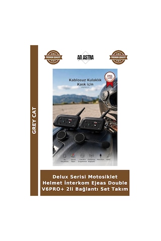 Delux Serisi Motosiklet Helmet İnterkom Ejeas Double V6pro+ 2li Bağlantı Set Takım