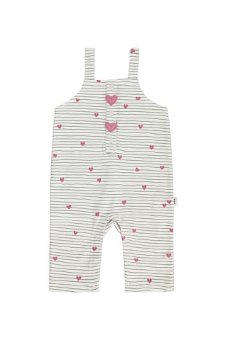 Civil Baby Çizgi Kalp Empirme 6-18 Ay Tulum - Ekru