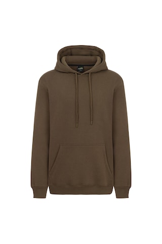 Mysport My Sport 5017 Erkek Yumuşacık Kapüşonlu Organik Pamuk Kanguru Cepli Regular Kahverengi Sweatshirt Kahverengi
