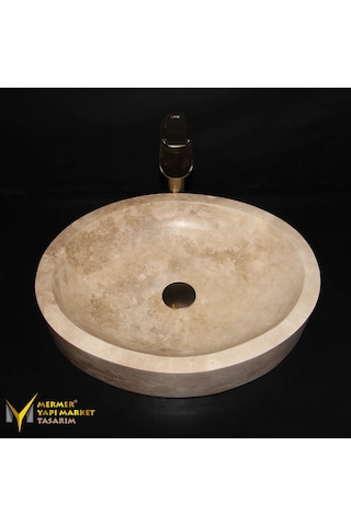 Traverten Oval Tasarım Lavabo