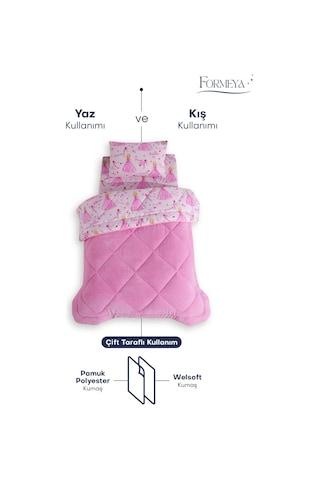Formeya Tek Kişilik Prenses Desenli Çift Taraflı Wellsoft Uyku Seti