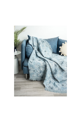 Çok Amaçlı Pamuklu Örtü- Kanepe-koltuk Şalı-koltuk Örtüsü 170x220-1086 Mavi