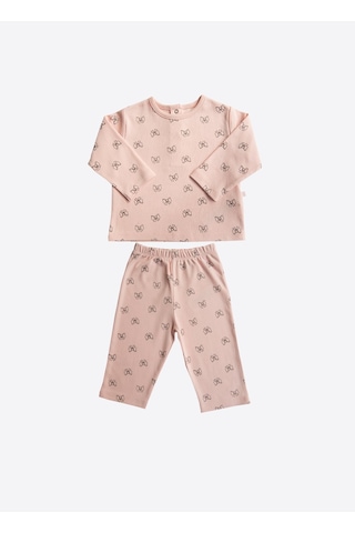 Kitikate Organik Fiyonk 2'li Pijama Takımı Pembe Pembe