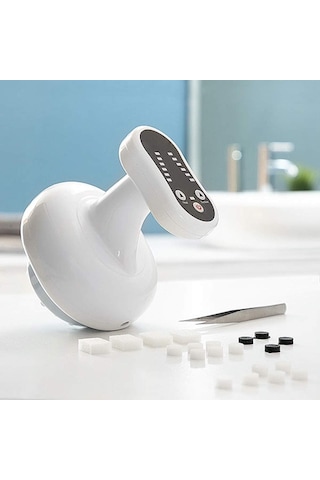 Jewval Şarjlı Hacamat Vakumlu Isılı Selülit Sırt Vücut Masaj Gua Shua Yağ Yakma Beyaz