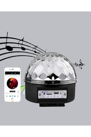 Bluetooth Hoparlörlü Led Disko Işığı Müzik Ritim Duyarlı Ve Taşınabilir Şeffaf