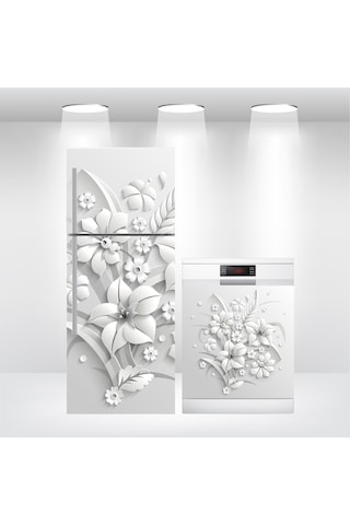 Buzdolabı Ve Bulaşık Makinesi Kapak Folyo Kaplama 3D Çiçek