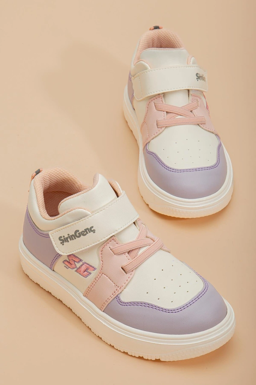 Şirin Bebe Şirinbebe Şiringenç Kız Çocuk Spor Ayakkabı Ortopedik Pudra Cırtlı-4203 Pudra