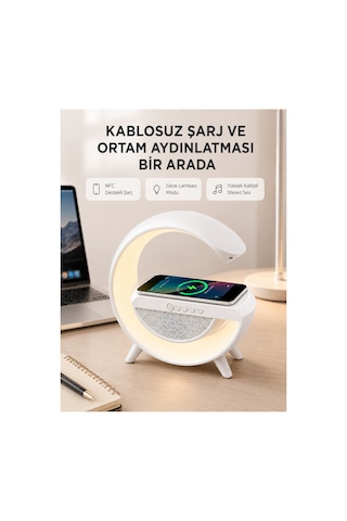 Kullanışlı Bluetooth 5.0 Hoparlör Kablosuz Şarj, Rgb Gece Lambası Ve Fm Radyo