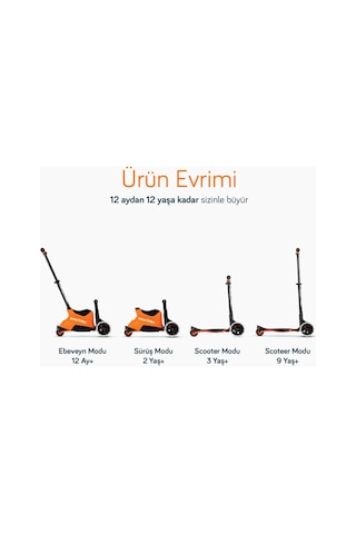 Smartrike Xtend Büyüyebilen Ride On Scooter Turuncu Çok Renkli