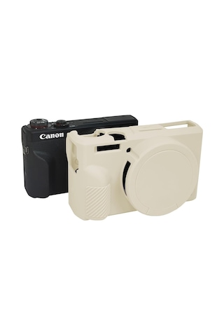 Canon Powershot G7 X Mark Iıı Uyumlu Silikon Koruyucu Kılıf,yumuşak, Darbeye Dayanıklı Kompakt Kamera Çantaları Bej