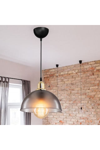 Haus Yarım Küre Buzlu Füme Abs Altın Kuka Süslü Sarkıt Mutfak Salon Avize Kafe Kuaför Aydınlatma Füme