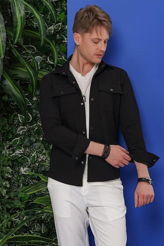 Efor Comfort Fit Kapaklı Cep Çıtçıtlı Esnek Pamuk Siyah Gömlek Ceket G 1550 Siyah