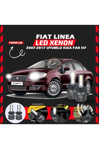 Fiat Linea 2007-2017 Kısa Far Uyumlu Şimşek Etkili Led Xenon Premium Series H7