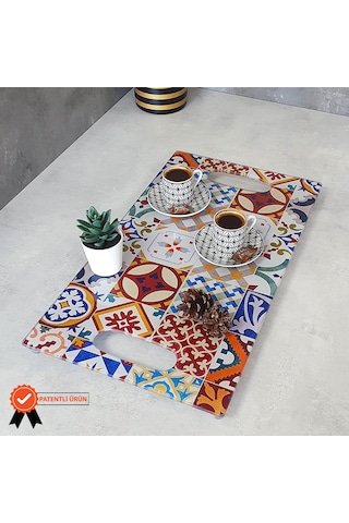 Decorita Cam Tepsi Çini Desen 29Cm X 52Cm