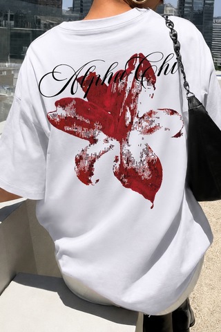 Spoyi Aloha Butterfly Tasarımlı %100 Pamuk Yarım Oversize Beyaz T-shirt