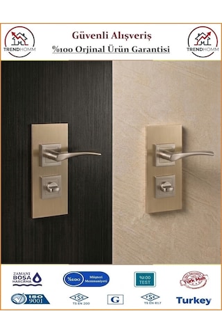 Grossavm Bravo Rozetli Wc Banyo Kapı Kolu - Nikel Saten - 1 Takım Ön Ve Arka