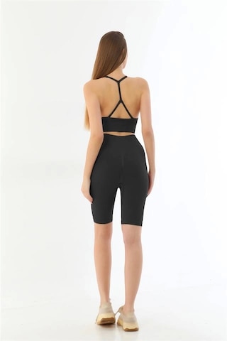 Siyah Mı Emay 3921 Soft Seamless Ripli Tayt Yoga Takımı SiYAH Siyah