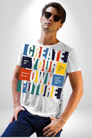 Geleçeği Seninle Planlayalım Unisex Unisex Beyaz Organik Baskılı T-shirt Penye Yüksek Kalite Beyaz