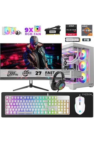 Xaser Star X140 R7-5700X 16 GB 1 TB SSD 16 GB RX9060XT 27" Dos NVME Masaüstü Oyuncu Bilgisayarı