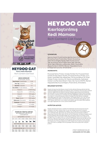 Heydoo Somonlu Kısırlaştırılmış Yetişkin Kedi Maması 15 KG