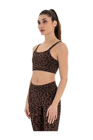 Inguz Leopar Desen Seamless Bra Kahverengi - Siyah