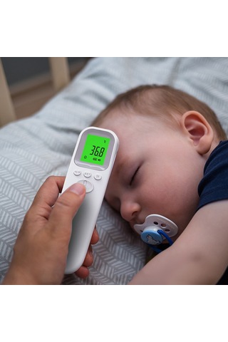 Qingmipy 1.3 İnç Lcd Dokunmasız Alın Termometresi, Taşınabilir El Tipi Vücut Ve Yüzey Sıcaklık Ölçer, 32 Hafızalı, Bebek Ve Yetişkinler İçin