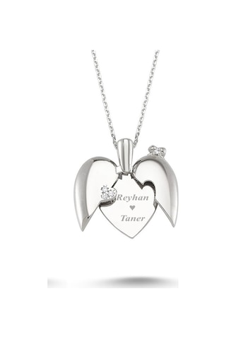Kalbimdeki Sır Isim Yazılı Kalp Gümüş Kolye Isimli Wsn150