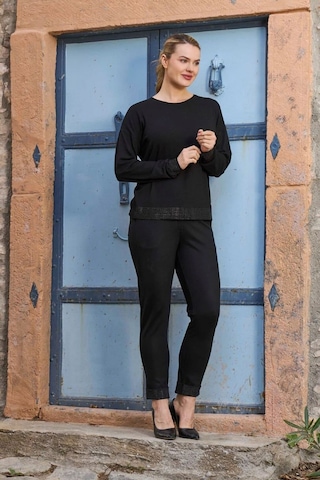 Cossy By Aqua 26028 Kadın Uzun Kollu Baskılı Spor 2'li Takım-siyah Siyah