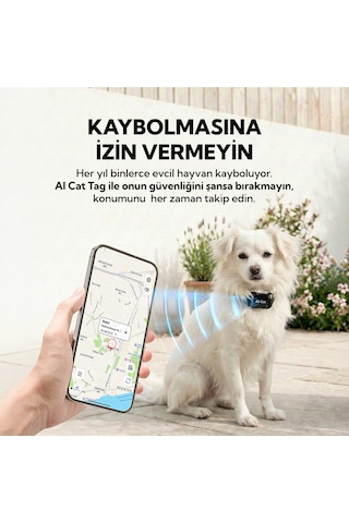 Aı Cat Tag Akıllı Evcil Hayvan Takip Cihazı Siyah Su/ Toz Geçirmez Apple Uyumlu iOS /android 0