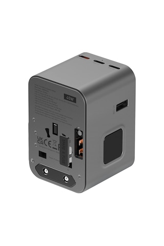 Energea Travelworld Universal Gan45 1 Adet 45w Type C 2 Adet 15w Type C Ve 2 Adet 12w Usb Çıkışlı Pd Hızlı Şarj Aleti - Siyah