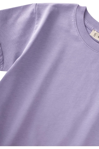 Cigit Etiket Detaylı T-shirt 2-10 Yaş Lila