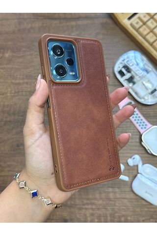 Samsung Galaxy Note 20 Ultra Uyumlu Premium Deri Dokulu Darbelere Dayanıklı Nazal Silikon Kılıf Kahverengi