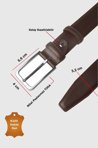 Rizzup Koyu Kahve %100 Hakiki Deri Erkek Spor Kemer Kolay Kısaltılabilir Kemer 2602686