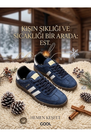 Cool Kids Genç Unisex Kışlık Su Geçirmez Kaydırmaz Hafif Kauçuk Taban Rahat Deri Spor Ayakkabı Lacivert