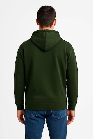 Erkek Üç İplik Kapüşonlu Tam Fermuarlı Kanguru Çepli Sweatshirt Hoodie - Haki Haki