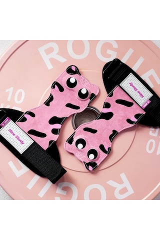 Konesam Kadın Erkek Fitness Kovboy Deri Eldiveni - Çekme Çalışmaları, Sırt Egzersizleri, Kavrama Gücü Artırıcı - Yumuşak Korumalı, Stokta Var Orta Boy, Çiftli, Sevimli Kedi Desenli