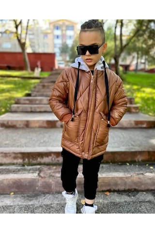 Minigimin Cicileri Cool Boy Elyaf Dolgu Çocuk Mont - Taba