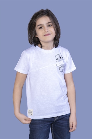 Toontoy Kids Toontoy Erkek Çocuk Çizgili Cepli Tişört Beyaz