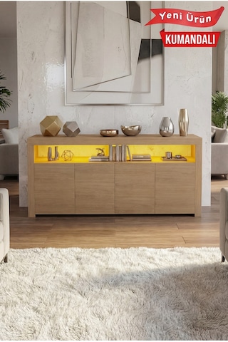 Sur Ledli Tv Ünitesi 164 Cm Beyaz Meşe