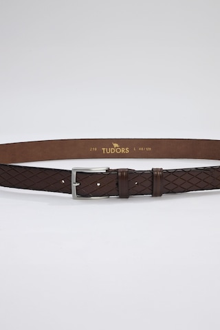 Tudors Erkek %100 Hakiki Deri 3,5 Cm Desenli Klasik Taba Kemer -31578-taba