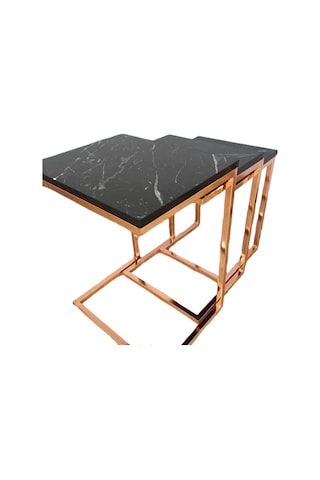 Zigon Zlf 3Lü C Model Metal Çelik Rose Renk Kaplama Mdf Siyah Mer (460315049)