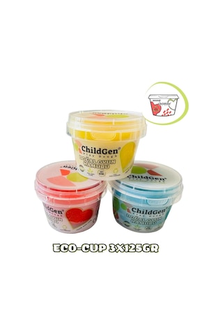 Doğal Oyun Hamuru - Eco Cup- 3'lü Ana Renkler Mavi - Kırmızı - Sarı 3x125gr