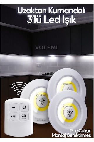 Aksu Volemi Led Işık Uzaktan Kumandalı Kontrol Set Of 3 V-3+1 Beyaz
