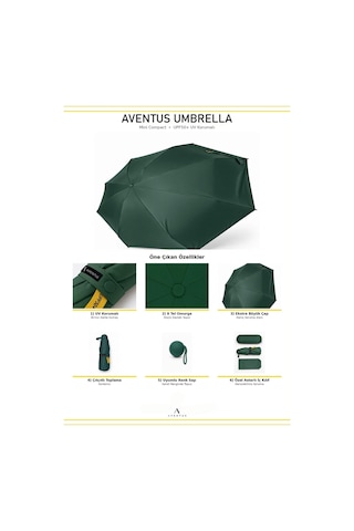 Aventus Umbrella Kapsül Şemsiye - Uv Korumalı Güneş Şemsiyesi Yeşil