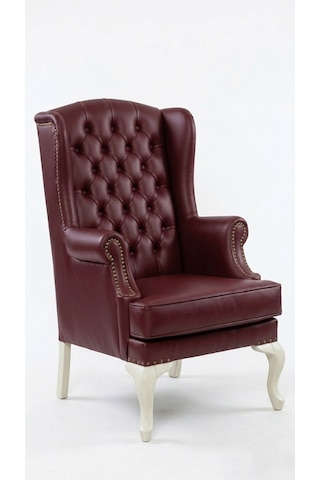 Crown Chester Klasik Ahşap Berjer Beyaz
